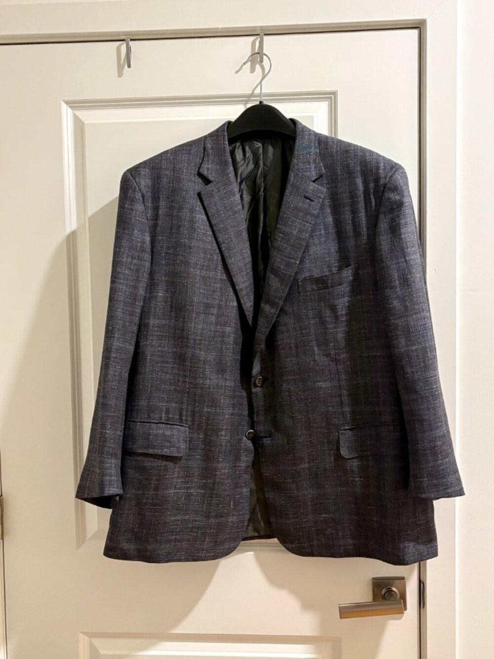 Brioni Colosseo Men’s Blazer 64R Wool Silk Linen Gray Blue Check
